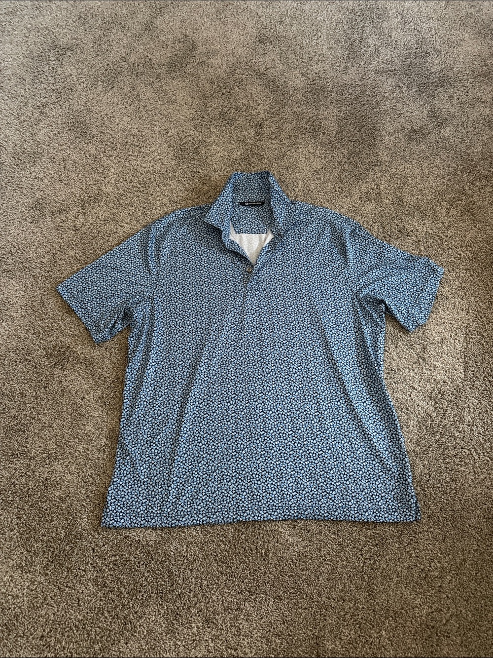 Cutter & Buck Light Blue Short-Sleeve Microprint Polo